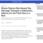 The Article in Financial Post: Bharat Sharma, Top therapist Edmonton